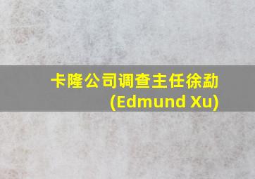 卡隆公司调查主任徐勐(Edmund Xu)